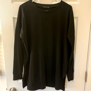 levaca Women's Long Sleeve Side, Casual Pullover Sweatshirt Tunic Top, Black, L